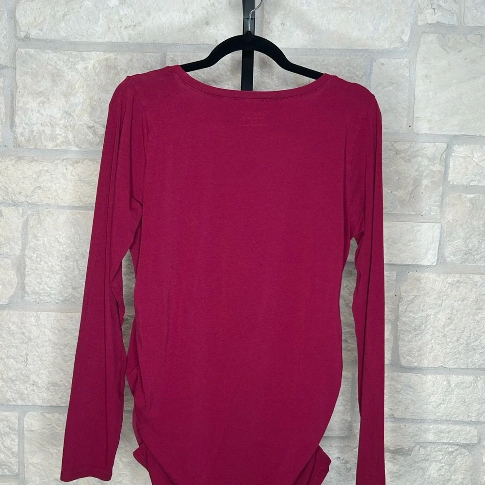 Bumpstart Maternity Long Sleeve Tee Shirt Wine color size Large